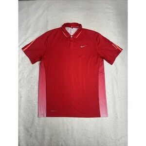 Nike Tiger Woods Collection Red Snap Polo Golf Shirt Men's Size Medium